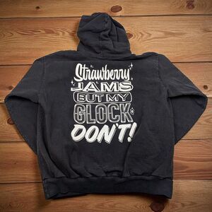 Strawberry Jams But My Glock Don’t Hoodie Size XL Distressed Faded *READ